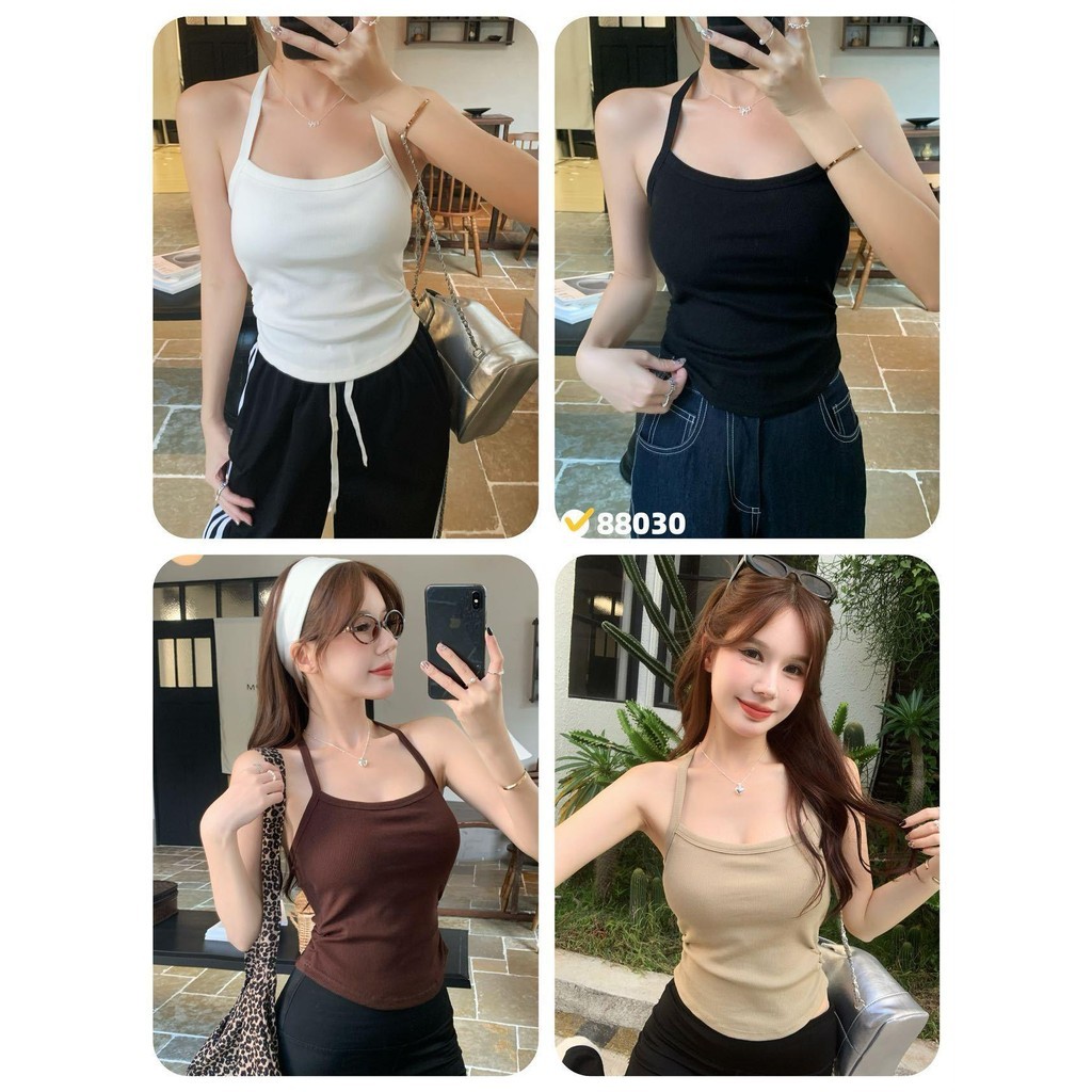 เสื้อสายเดี่ยวมีบราในตัวเว้าหลังเซ็กซี่ Built-in Bra camisole 88030