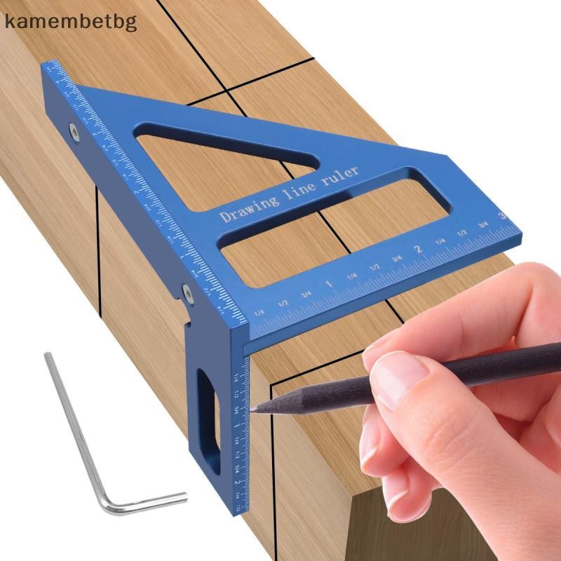 Kamembetbg 3D Multi มุมอลูมิเนียมสีแดงไม้บรรทัดวัด 45/90 องศางานไม้สแควร์โปรแทรกเตอร์วาดสาย Miter สามเหลี่ยมเค้าโครงเครื่องมือ TH
