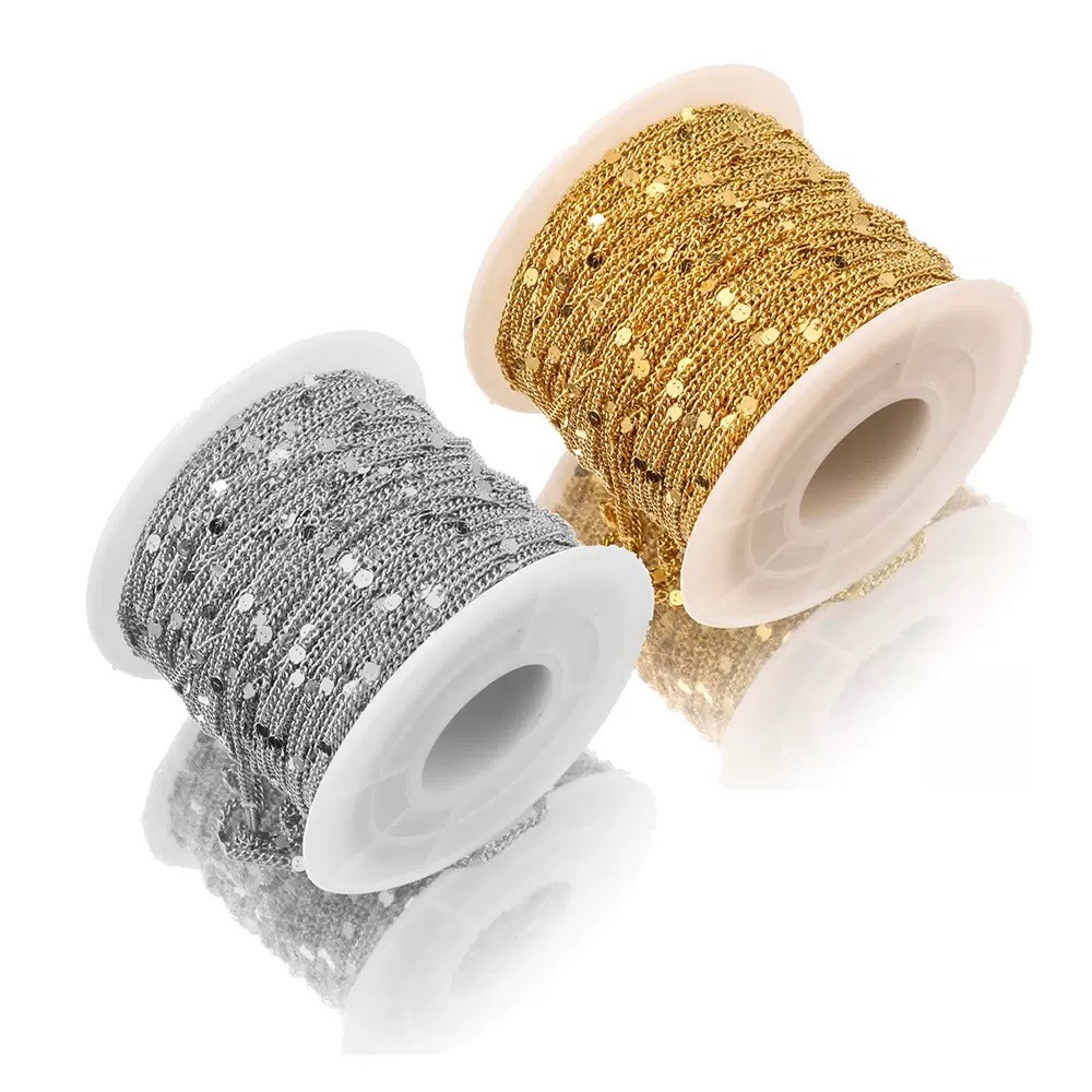 สแตนเลส 18K Gold-Plated ด้านข้างนูนโซ่สุภาพสตรีแฟชั่นสร้อยคอสร้อยข้อมือเครื่องประดับอุปกรณ์เสริมโซ่
