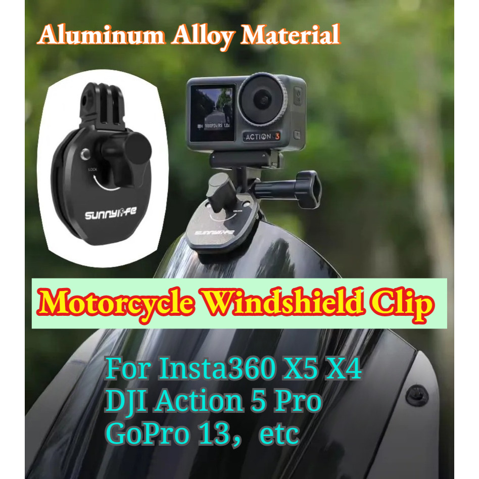 สําหรับ Insta360 X5 คลิปกระจกรถจักรยานยนต์สําหรับ DJI OSMO 360 Action 5 Pro Pocket 3 GoPro Mount อุปกรณ์เสริม