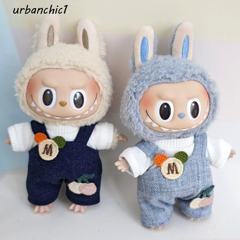 Urbanchic 1 ชุด Labubu Time เสื้อผ้า, เสื้อผ้าตุ๊กตาอุปกรณ์เสริมของเล่น 17 ซม.ผ้าฝ้ายตุ๊กตา, แฟชั่น Top Mini ตุ๊กตาน่ารักเสื้อผ้าเด็กผู้หญิงของเล่น