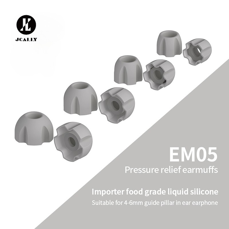 Jcally EM05 ความดันบรรเทาซิลิโคน Earmuffs เหมาะสําหรับ 4-6 มม.คู่มือเสาในหูหูฟัง KZ EDC PRO X
