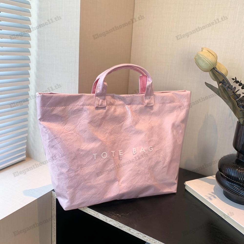 Pvc Tote Bag กระเป๋าถือความจุขนาดใหญ่ Satchel Purse กระเป๋าช้อปปิ้งสําหรับผู้หญิง (สีชมพู)