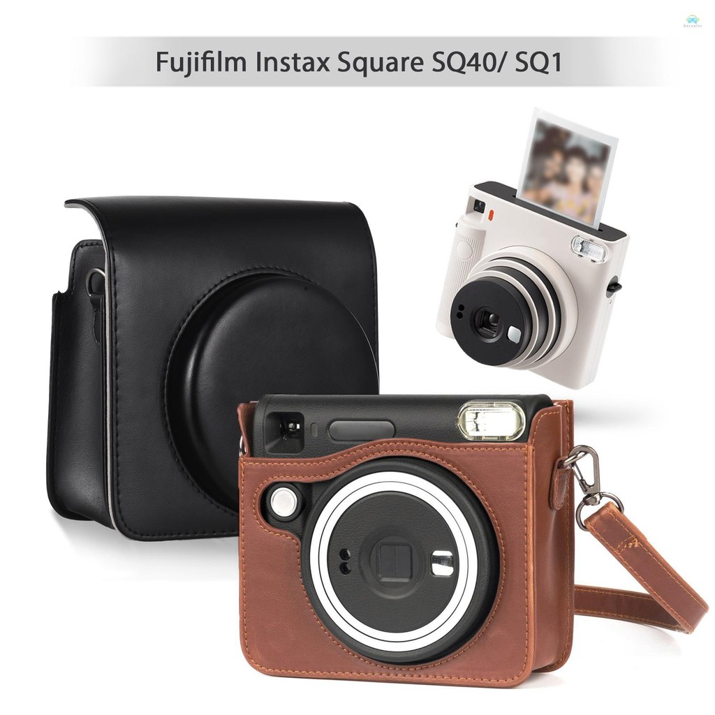Yb2 เคสกล้อง Instant Camera Storage Case กระเป๋ากล้องหนัง PU หัวเข็มขัดแม่เหล็กพร้อมสายคล้องไหล่เข้ากันได้กับ Fujifilm Instax Square SQ40/ SQ1