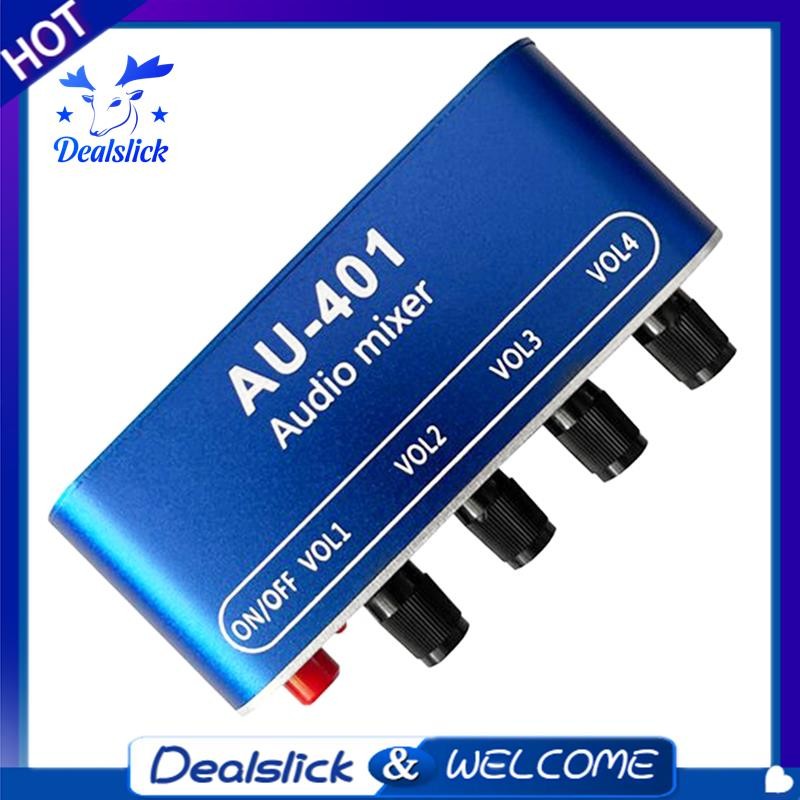 DC 5V-12V AU-401 มิกเซอร์เสียงสเตอริโอ 4 อินพุต 1 เอาต์พุต บอร์ดควบคุมเสียงแยกกัน เครื่องขยายเสียงหูฟัง DIY