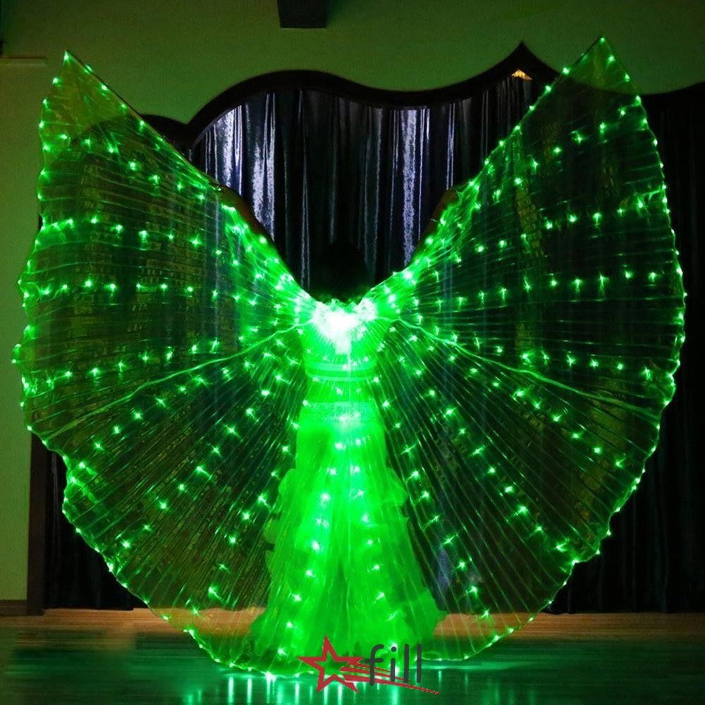 Fill ปีกเต้นรําหน้าท้อง,พร้อม Telescopic Sticks ผีเสื้อ LED ปีก, Universal เรืองแสงแสดงเครื่องแต่งกายปาร์ตี้เรืองแสงผู้ใหญ่