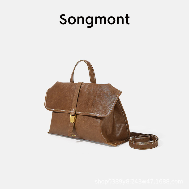 Songmont Messenger Bag กระเป๋าสะพายหนังแท้สําหรับเดินทางกระเป๋าถือแฟชั่น