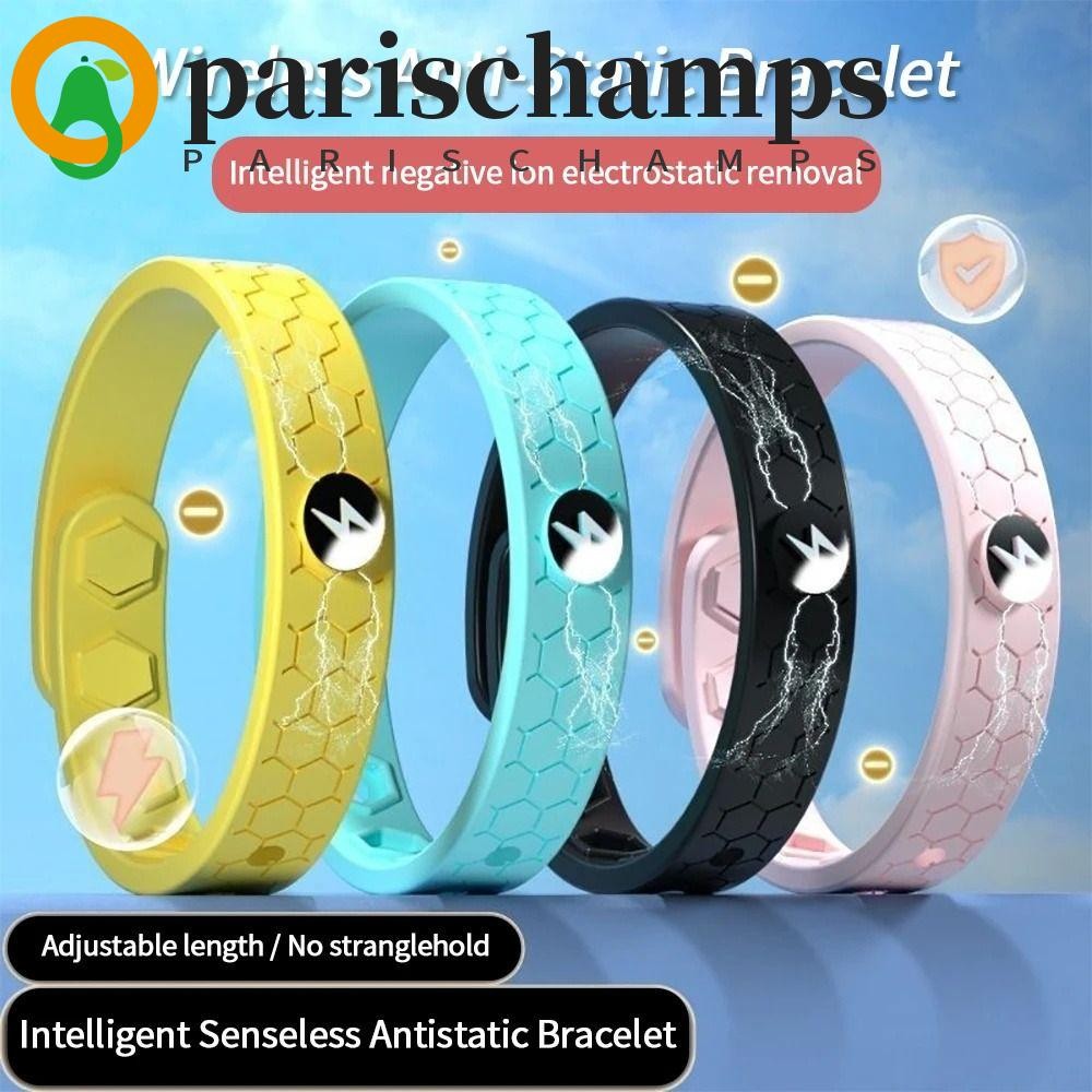 Parischamps สายรัดข้อมือป้องกันไฟฟ้าสถิตย์, สร้อยข้อมือป้องกันไฟฟ้าสถิตไร้สายกันน้ํา, สายรัดข้อมือซิลิโคนไอออนลบไอออนลบแบบง่าย