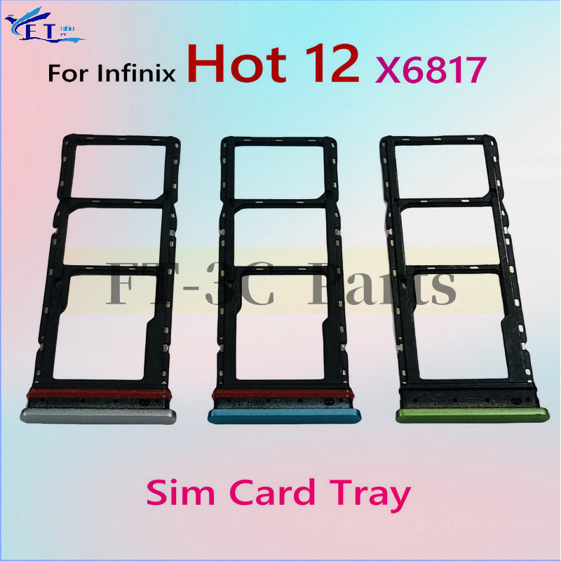 สําหรับ Infinix Hot 12 X6817 X6817B ซิมการ์ดถาดสล็อตอะแดปเตอร์ผู้ถืออะไหล่
