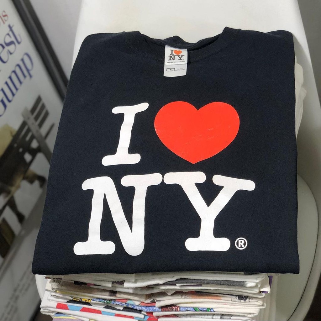 (จัดส่งตลอด 24 ชั่วโมง）Angle Official เสื้อยืดแขนสั้นทรงหลวมเกาหลีพิมพ์ลาย "I Love NY" เสื้อโอเวอร์ไซส์ ผ้าคอตตอน