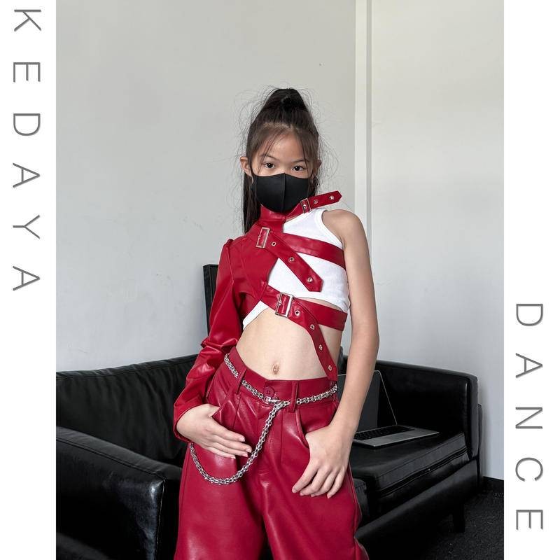 [KeDaYa] พร้อมส่ง กางเกงหนังสไตล์เกาหลี เสื้อคลุมหนังวินเทจอเมริกัน สายเดี่ยว ชุดฮิปฮอปเด็กผู้หญิง ชุดเต้นโมเดิร์น Y2K OOTD ราคา ถูกที่สุด ดีลบีเคเค แกลเลอรีภาพที่ 4
