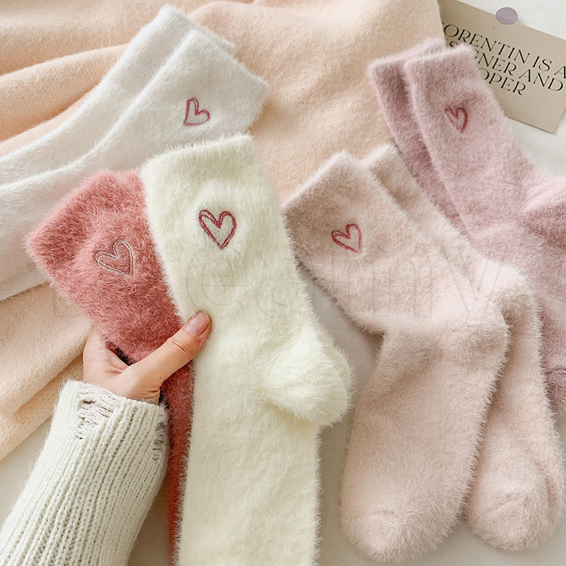 1/2 คู่ Mink Velvet Love ถุงเท้าหนา