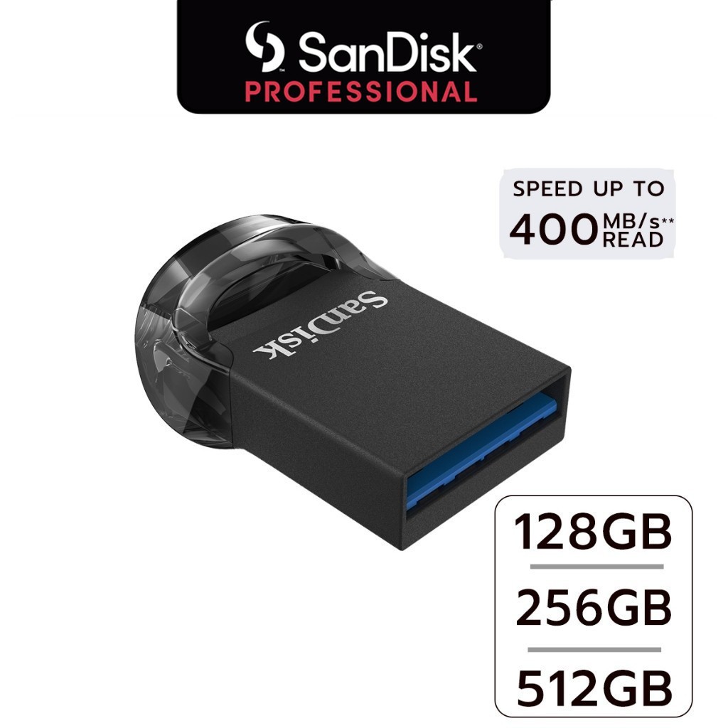 SANDISK ULTRA FIT USB 3.2 Gen1 Speed 400MB/s 128GB 256GB 512GB (SDCZ430) แฟลชไดรฟ์ Flash Drive