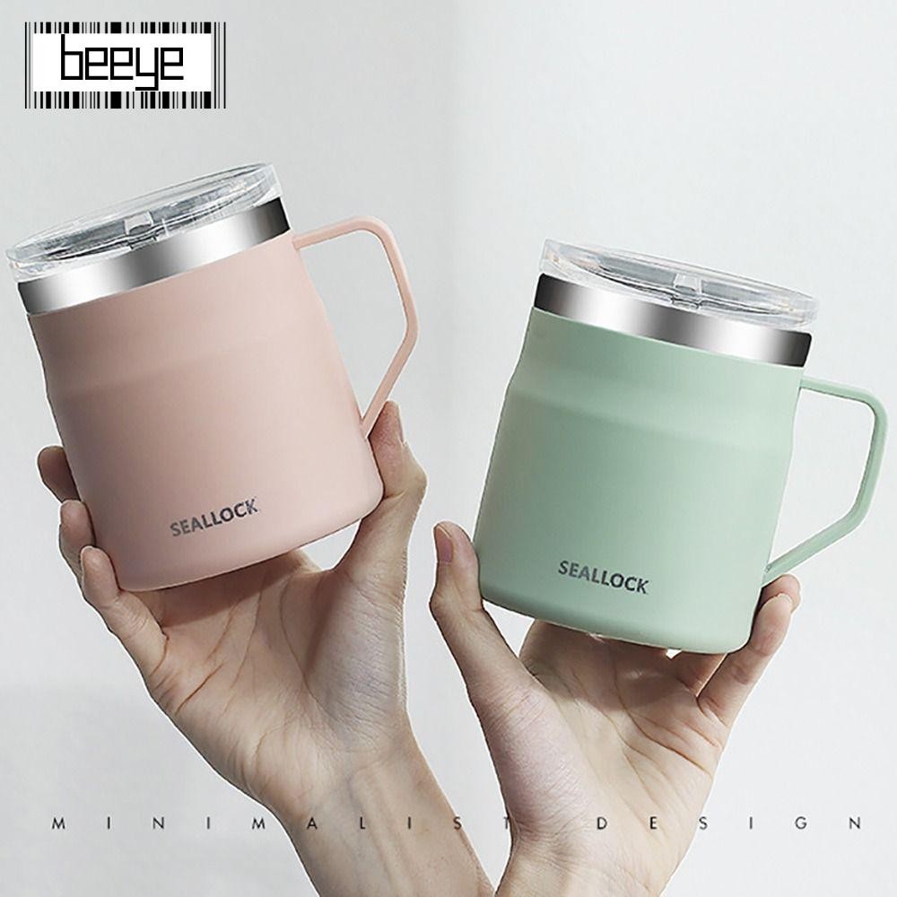 ถ้วยน้ํา BEEYE แก้วกาแฟสองชั้นสแตนเลส 304 เครื่องดื่มสํานักงานฉนวนทนความร้อน