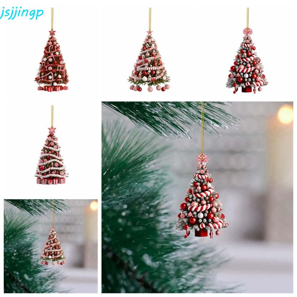 Jsjjingpเครื่องประดับต้นคริสต์มาส,2งน่ารักรถจี้แบน,ประณีตทําเองอะคริลิง่ายต่อการแขวนจี้ต้นไม้อะคริลิเทศกาล