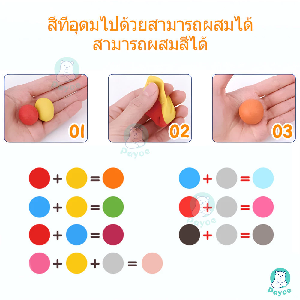 PAYOE diy ดินน้ำมัน ดินเบา ดินเบา 12/24/36 สี ดินเบาเกาหลี ของเล่นเด็ก แฮนด์เมด ปลอดสารพิษ ดินน้ํามันสําหรับเด็ก thumbnail 8