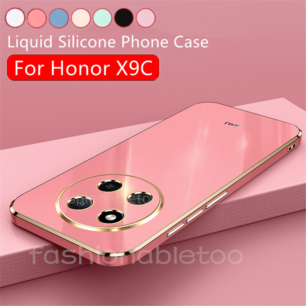 ปลอกสําหรับ Honor X9C X9B X9A X8B X8A X7C X7B X7A X6B X6A X 9C X 7C HonorX9C สแควร์ชุบซิลิโคนเคสโทรศัพท์แฟชั่นคู่กันกระแทกเลนส์กล้อง