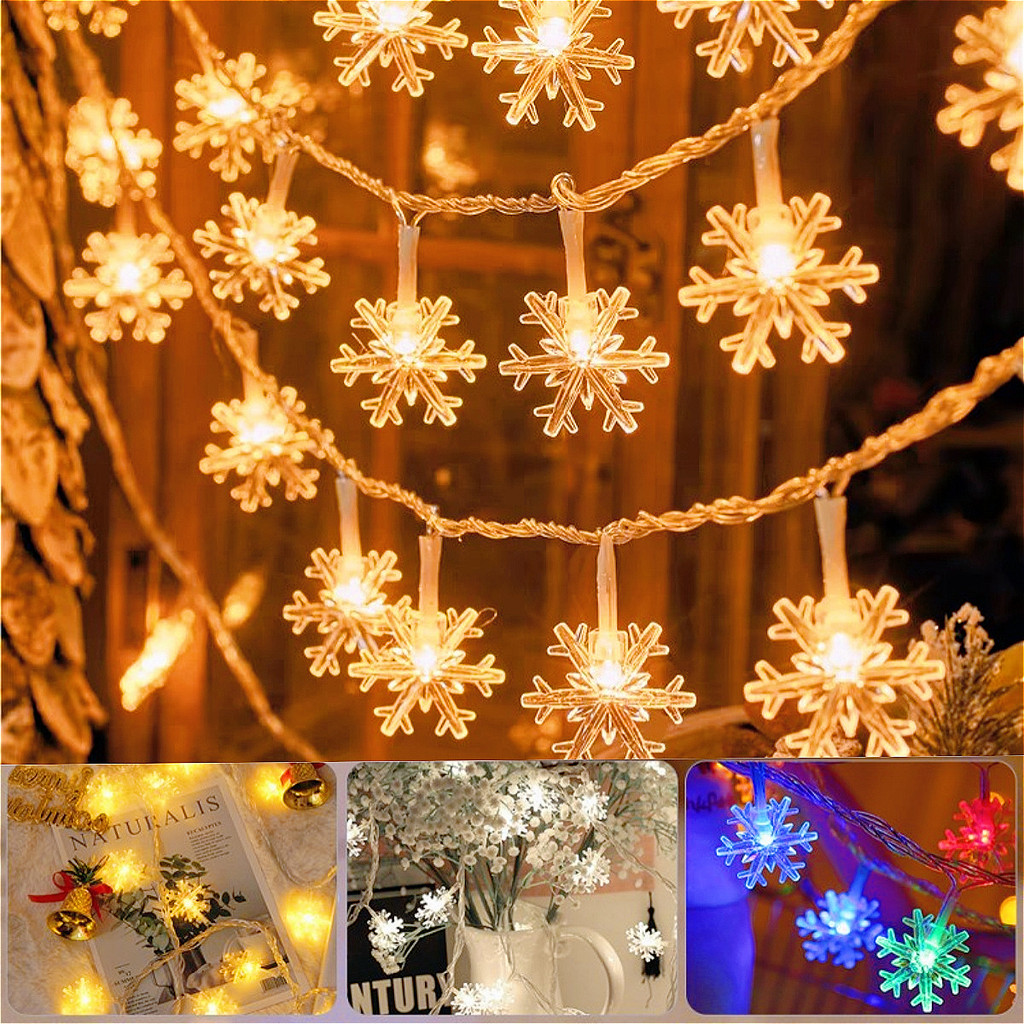 2025 คริสต์มาส Led String 20 Led Snowflake String ไฟเกล็ดหิมะ Fairy ไฟ Xmas Decor เกล็ดหิมะแบตเตอรี่ String ไฟตกแต่งต้นคริสต์มาส Led ไฟประดับตกแต่ง