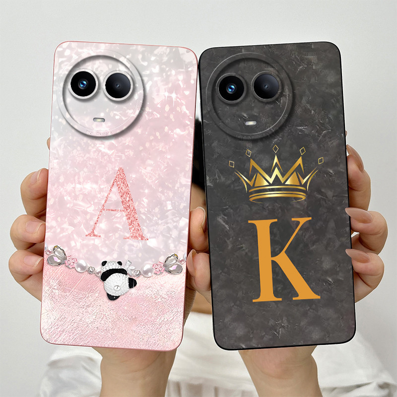 สําหรับrealme 11 5G 11x RMX3780 RMX3785 เลนส์สแควร์ป้องกันโทรศัพท์ปลอกRealme11x 11 5Gแฟชั่นมงกุฎตัวอักษรทาสีซิลิโคนอ่อนนุ่มกรณี