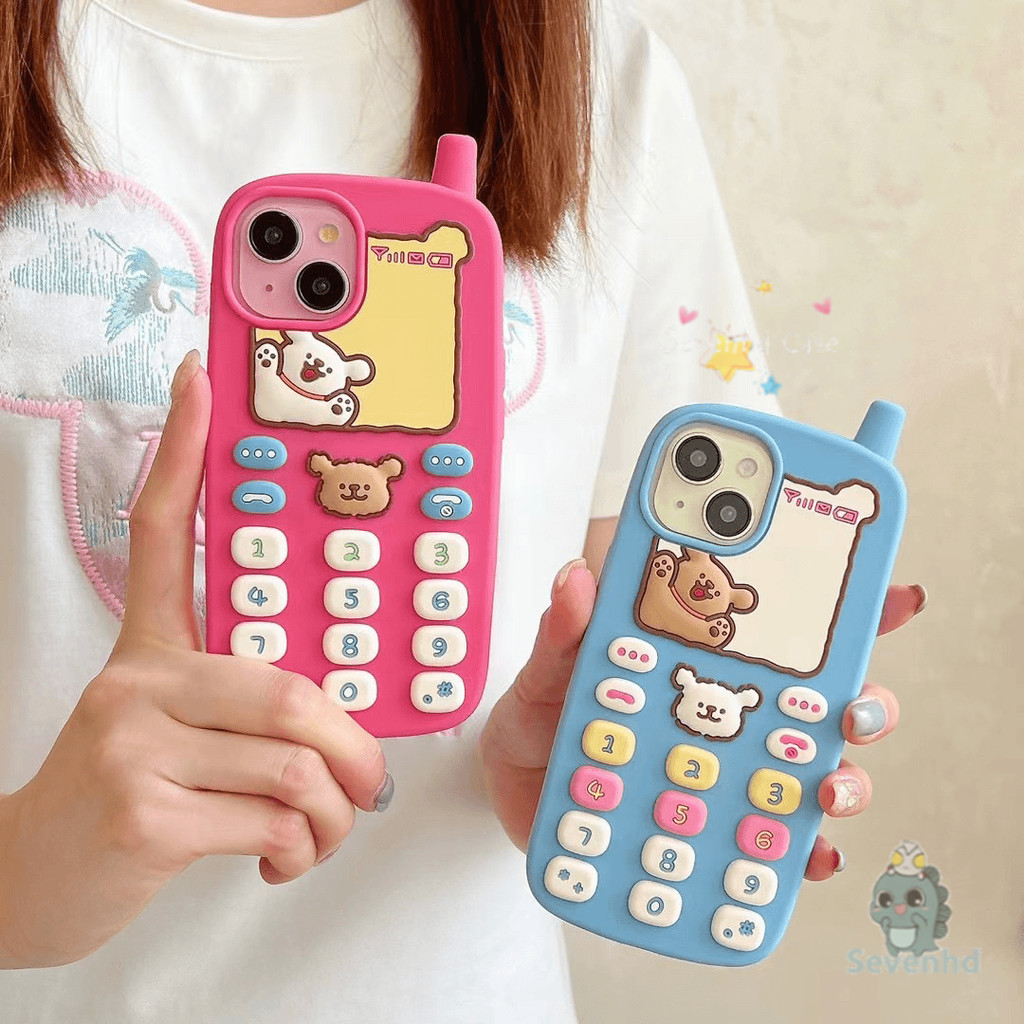 ปลอกตลกสําหรับ ไอโฟน 15 14 13 12 11 มือโปร สูงสุด น่ารักการ์ตูนลูกสุนัขสร้างสรรค์เสาอากาศสีฟ้าสีชมพูคู่เคสโทรศัพท์ซิลิโคนกันกระแทกนุ่มสัมผัสวัสดุ ทีพียู ป้องกันปกหลัง