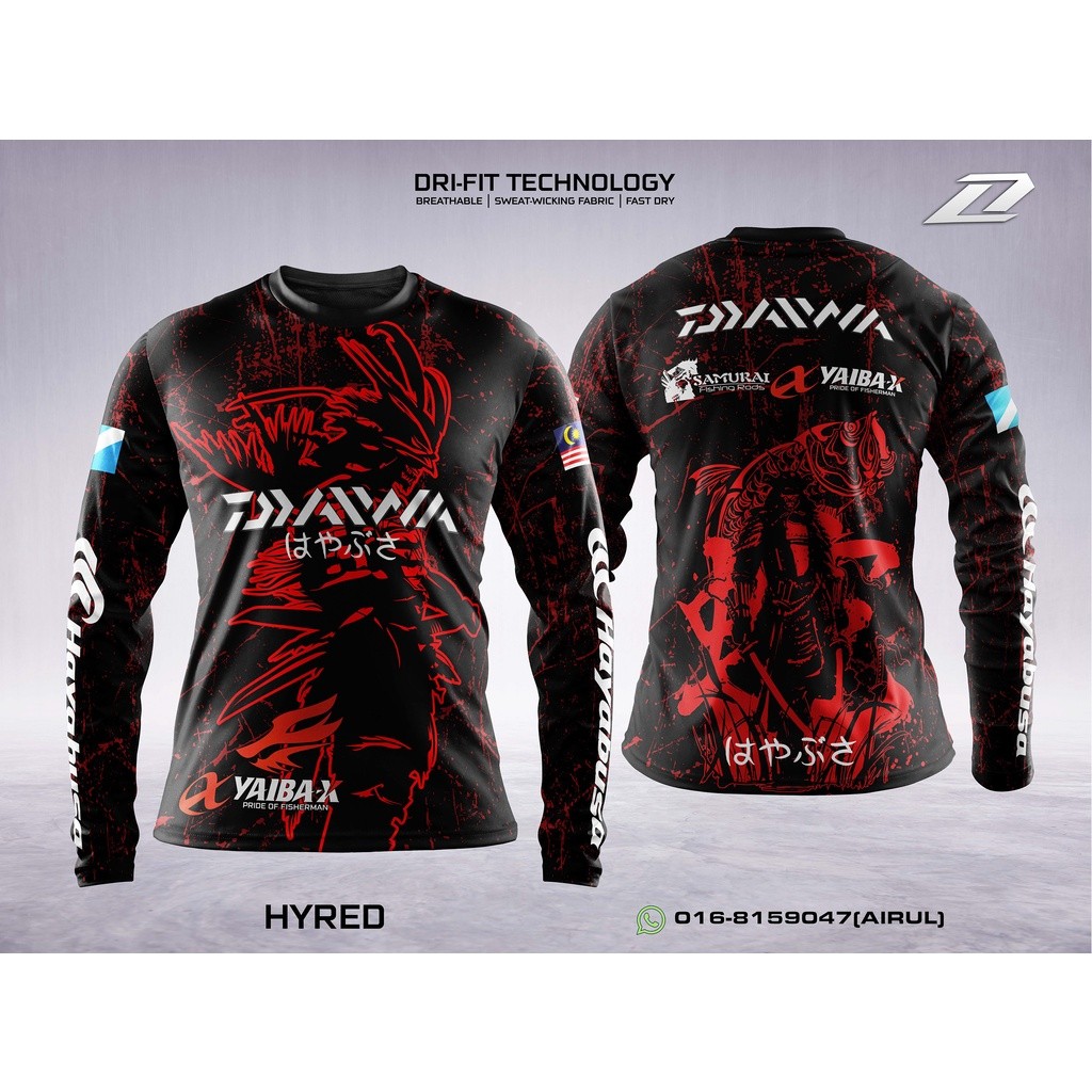 Baju PANCING ไมโครไฟเบอร์ที่กําหนดเอง Daiwa Saltiga แขนยาว Sunproof Gamakatsu แขนยาวแขนยาวตกปลา JERSEY BAJU PANCING