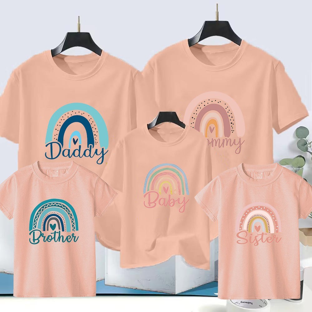 พร้อมส่ง&COD RINA STUDIO ชุดเสื้อเชิ้ต บอดี้สูท สีรุ้ง แฟชั่นฤดูร้อน สําหรับครอบครัว คุณแม่ น้องสาว