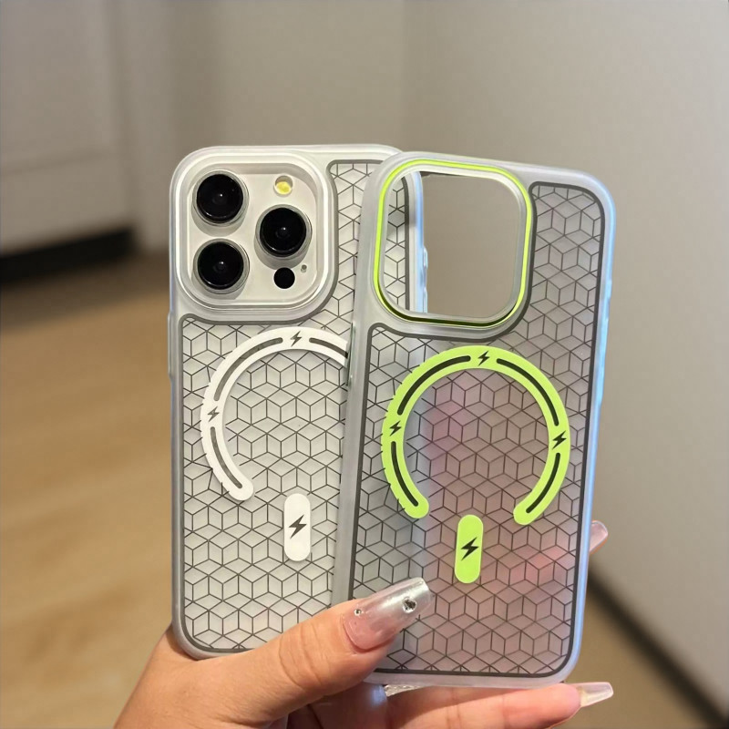 【ลายนูน/เคสแข็งอะคริลิคใส/สีเขียว】เคส ใช้ได้กับ ไอโฟน 11 12 13 14 15 16 มือโปร สูงสุด กรณี