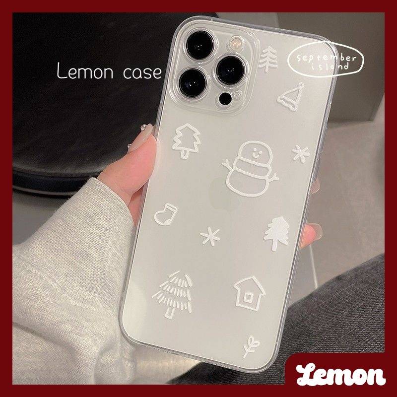 [Lemon] เคสโทรศัพท์มือถือแบบใส ลายสโนว์แมน คริสต์มาสน่ารัก สําหรับ iPhone 14 14pro 14promax 14plus 13 13pro 13promax 7 8 7plus 8plus 11 12 XR XSMAX 12pro 11promax 12promax