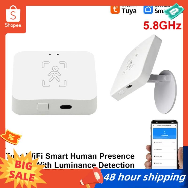 พร้อมสต็อก Tuya Zigbee Human Presence Detector พร้อมผู้ถือสมาร์ทร่างกายมนุษย์ PIR Sensor MmWave Rada