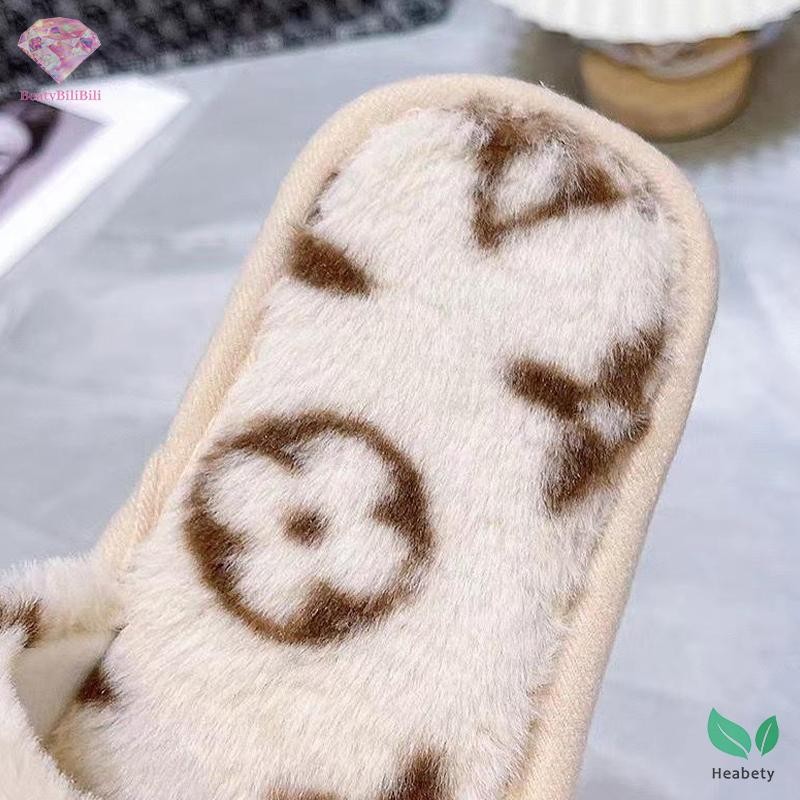 Heabety ผู้หญิง Tie-dye Soft Plush รองเท้าแตะเปิดนิ้วเท้าสตรีนุ่มลื่นรองเท้าแตะในร่มหรือรองเท้าแตะกลางแจ้งใหม่