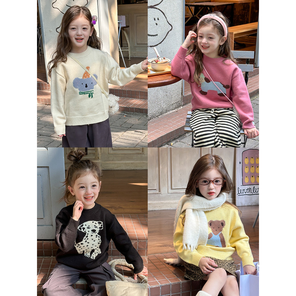 เด็กการ์ตูนน่ารักเสื้อกันหนาวฤดูหนาวสไตล์ใหม่ชายหญิงทารกเวอร์ชั่นเกาหลีถักด้านบน