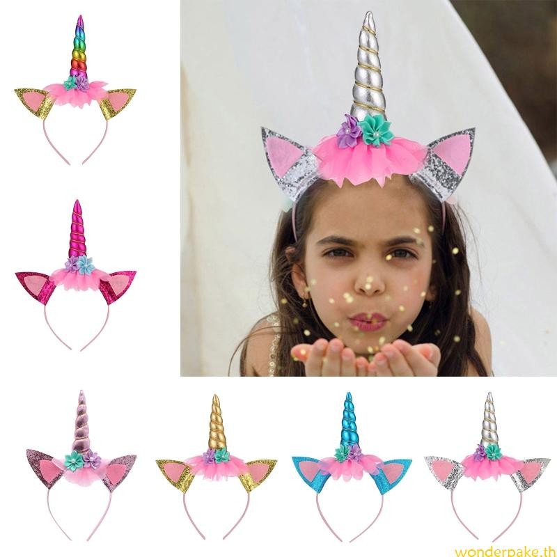 Wonder Unicorn ผม Hoop เด็ก Headwear Party Unicorn สําหรับหูแมวแถบคาดศีรษะยูนิคอร์นแถบคาดศีรษะ Party Favors สําหรับหญิง