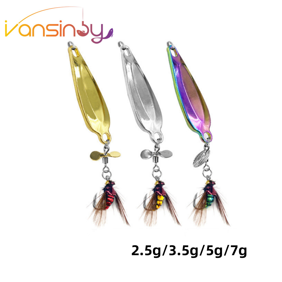 1pcs Fly Fishing Lure Spinner เลื่อม Fly ตกปลาแมลงวันเปียกแห้งเหยื่อตกปลาตกปลา Spinner สําหรับ Bass Sunfish