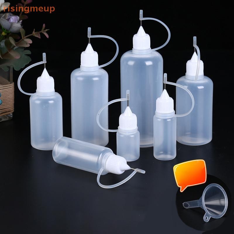 [risingmeup] 2/5pcs 5ml 10ml 20ml 30ml 50ml 60ml 100ml พลาสติก PE Squeezable Tip Applicator ขวดรีฟิล Dropper พร้อมฝาปิดปลายสําหรับกาว