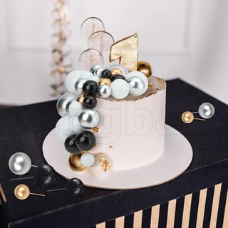 20ชิ้นผสมลูกที่มีสีสันเค้กท็อปเปอร์โฟมบอลฟองลูกตกแต่งคริสต์มาสลูกทองลูกเงินวันเกิด งานแต่งงานเบเกอรี่ขนมตกแต่งเค้ก