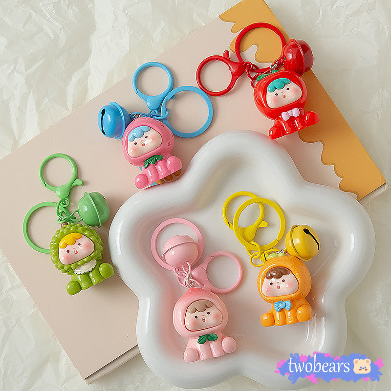 ร้านไทย Creative Kawaii เรซิ่นสามมิติตุ๊กตาพวงกุญแจกระเป๋าเป้สะพายหลังจี้อุปกรณ์เสริมน่ารักผลไม้หวานพวงกุญแจรถของขวัญเล