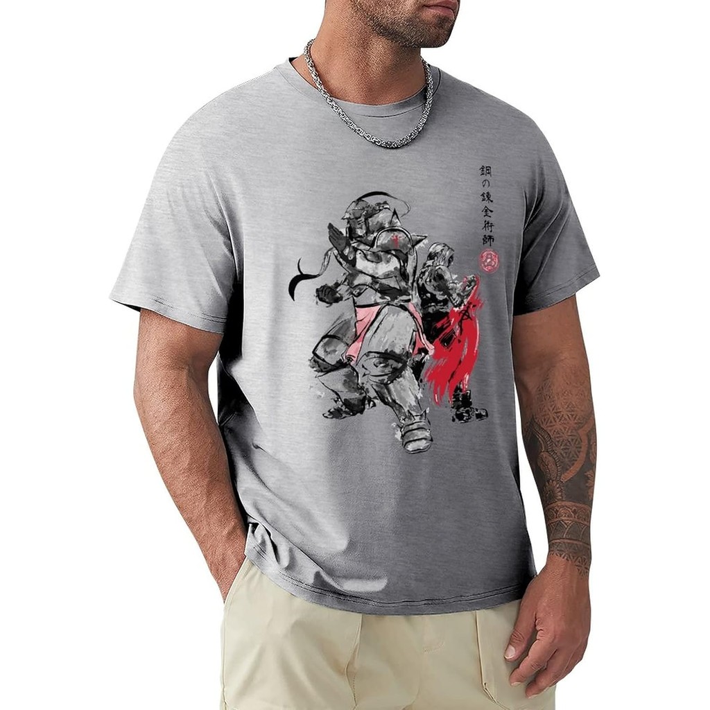 เสื้อยืดผ้าฝ้ายผู้ชาย เสื้อ Brotherhood Full Metal Alchemist เสื้อยืดผู้ชาย 4XL , 5XL , 6XL