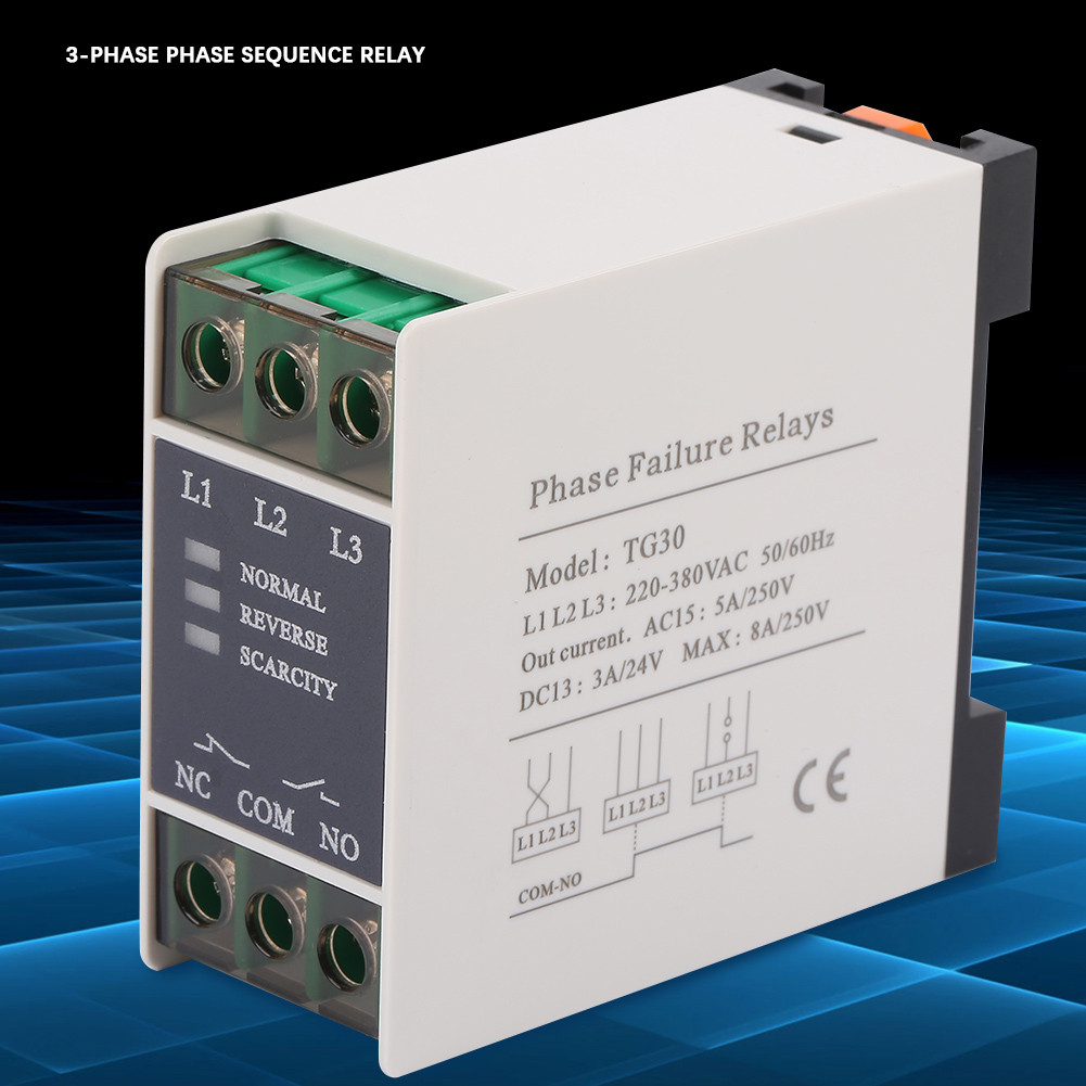 TG30 3 เฟสเฟสลำดับรีเลย์ป้องกันการสูญเสียความล้มเหลว 220-380VAC❀