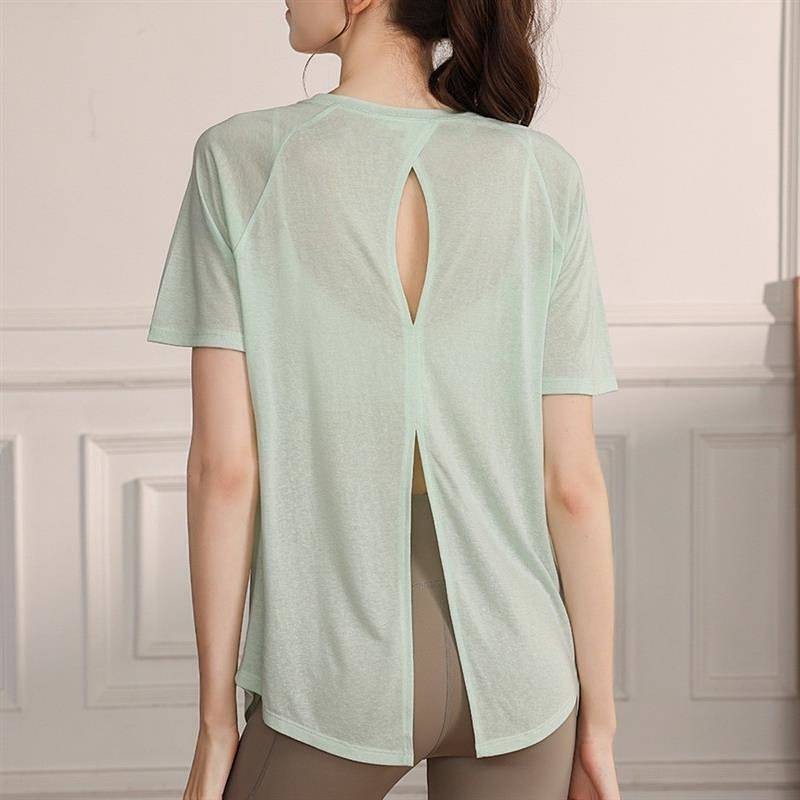 High-Grade Split Yoga Clothes Women's Lightweight Breathable Exercise Top Professional Running Fitness Clothes Short Sleeve T-shirt Blouse Sports pants PVDm