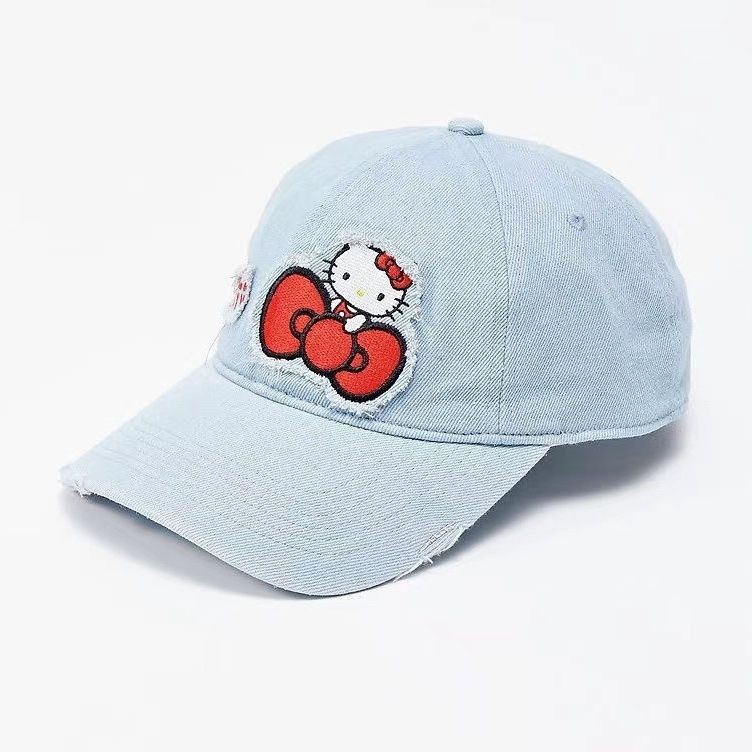 หมวกเบสบอลยีนส์ลายคิตตี้ Sanrio Kitty น่ารัก กันแดด Duckbill
