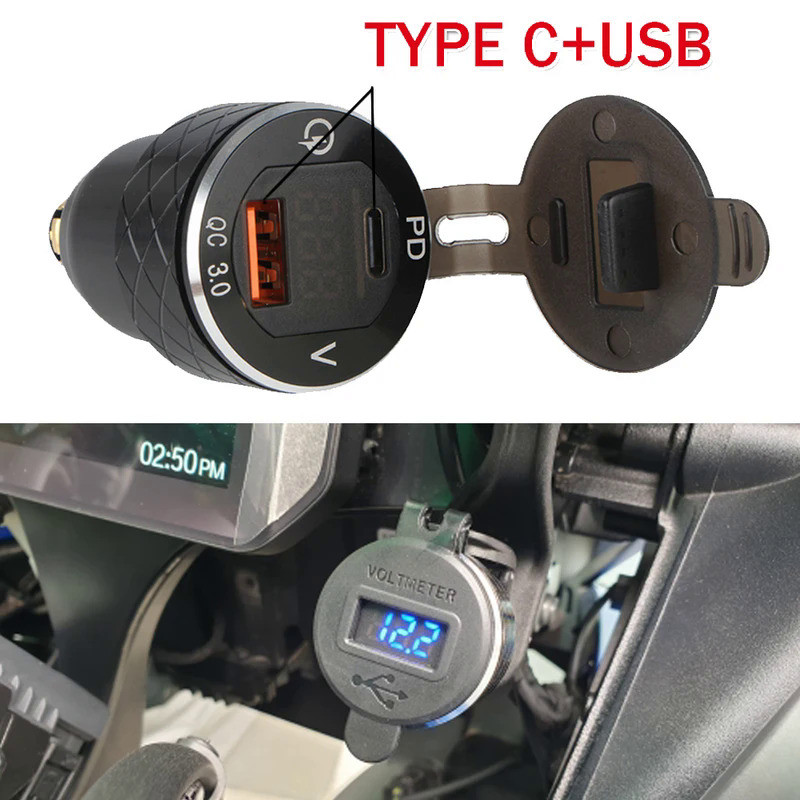 Y Quick Charge 3.0 TYPE C+USB Charger Power Adapter DIN Hella Plug Socket For BMW R1200GS R1250GS F8