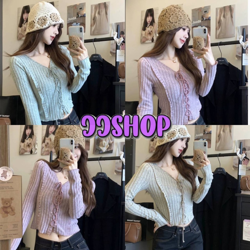 JJ Shop​ ​พร้อมส่ง เสื้อไหมพรมแขนยาว น่ารักมากๆ ผ้าร่องสีพาสเทลใส่สบายืดตามตัว "Z-M30"
