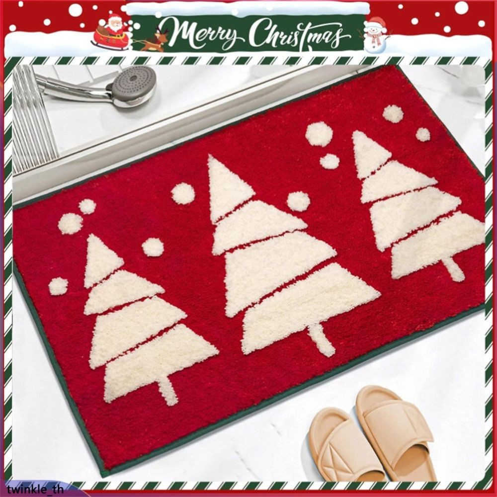 Christmas Carpet Home Doorway Floor Mat Bedside Blanket Santa Claus Christmas Tree (twinkle.th)