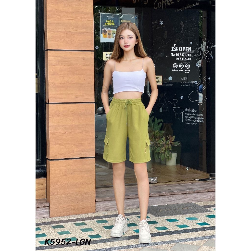 พร้อมส่ง ฟรี COD ลดทั้งร้าน กางเกงขาสั้น กางเกง ผู้หญิง สาวอวบ ผ้าไมโคร ฟรีไซส์ ไทย K5952