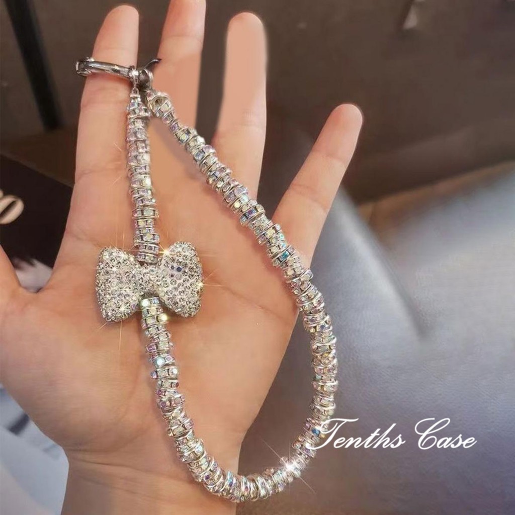 หรูหราbling Jellwery Anti-lost Lanyardเกาหลีเพิร์ลเคสโทรศัพท์Key Chain Insสร้อยข้อมือลูกปัดปรับสั้นสายรัดข้อมืออุปกรณ์เสริมโทรศัพท์