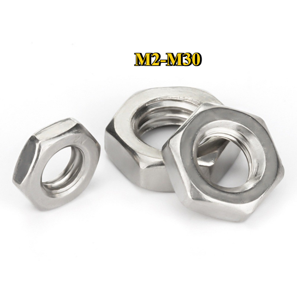 หัวน็อต ขอบบาง สแตนเลส 304/316 M2-M30Thin Hexagon Nut sus304/sus316