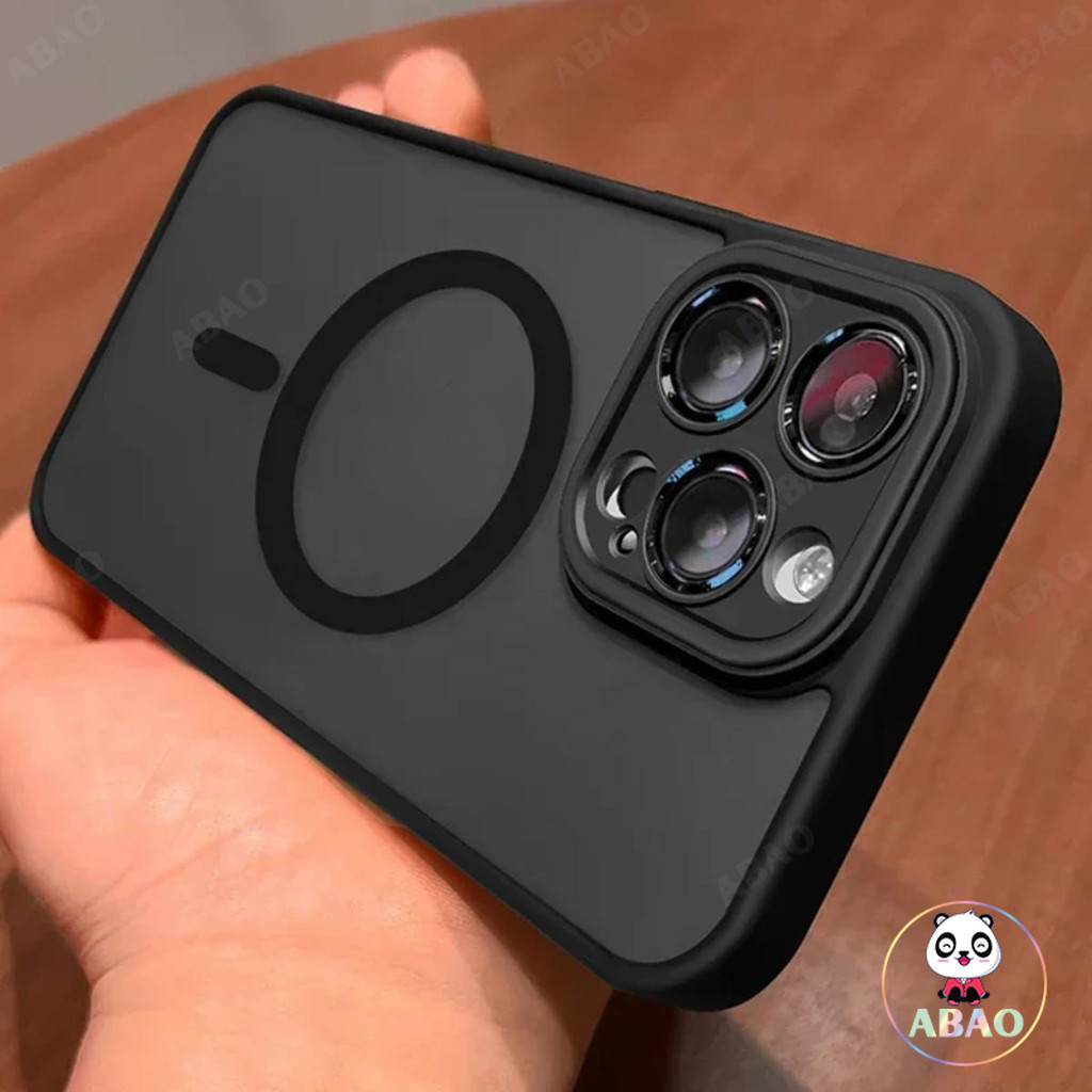 ABao แม่เหล็กหรูหรา Matte โปร่งแสงเกราะกันกระแทกสําหรับ iPhone 16 15 14 13 12 11 Pro Max สําหรับ Magnetic Wireless Charger Case Cover ราคา ถูกที่สุด ดีลบีเคเค
