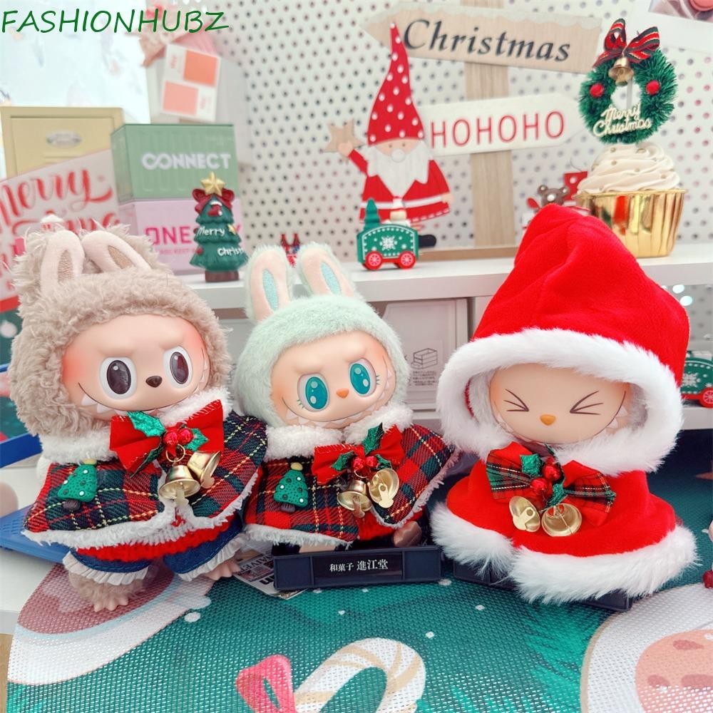 แฟชั่นฮับส นั่งพรรคลาบูตุ๊กตาเสื้อผ้า,หมวกคริสต์มาสตุ๊กตาเสื้อคลุมลาบูเวลาเสื้อผ้า,ตุ๊กตาข้ามแต่งตัวผ้าคลุมไหล่ชุดเปลี่ยน17เซนติเมตรตุ๊กตาผ้าตุ๊กต