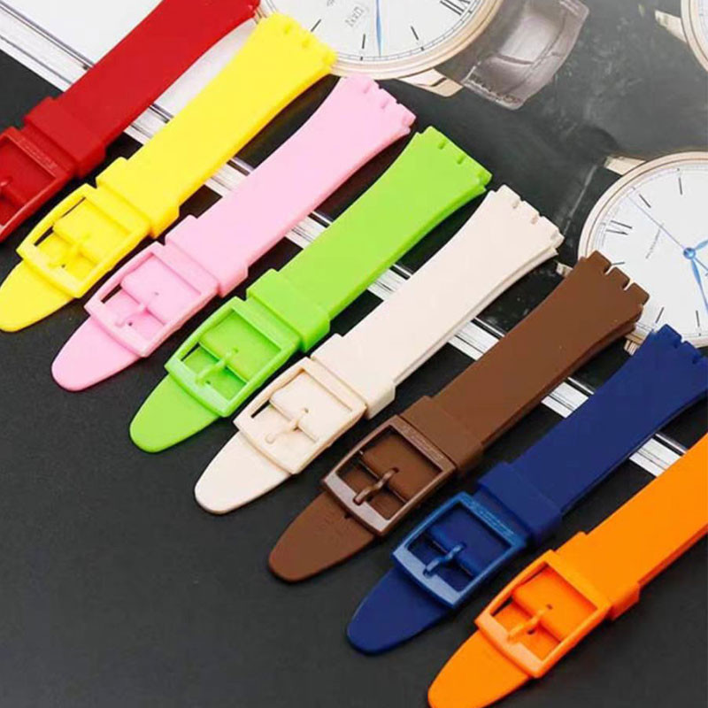 SWATCH ยางซิลิโคนนาฬิกาสําหรับ ตัวอย่าง สายนาฬิกา12มิลลิเมตร16มิลลิเมตร17มิลลิเมตร19มิลลิเมตร20มิลลิเมตรสร้อยข้อมือ ใช่404 เซอร์103 อิลส์195นุ่มที่มีสีสันสายรัดข้อมือสายนาฬิกาข้อมือกีฬากั