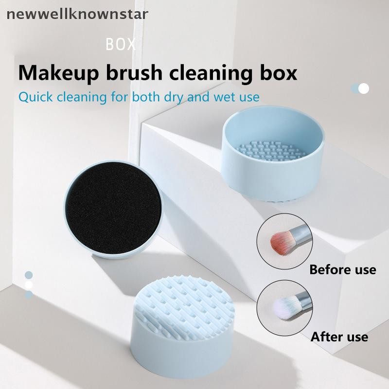 ใหม่wellknownstar แปรงแต่งหน้ากล่องทําความสะอาดแห้งคู่ใช้แปรงอายแชโดว์สี Remover แปรงฟองน้ําซักผ้า Scrubber ทําความสะอาดชุด CCB